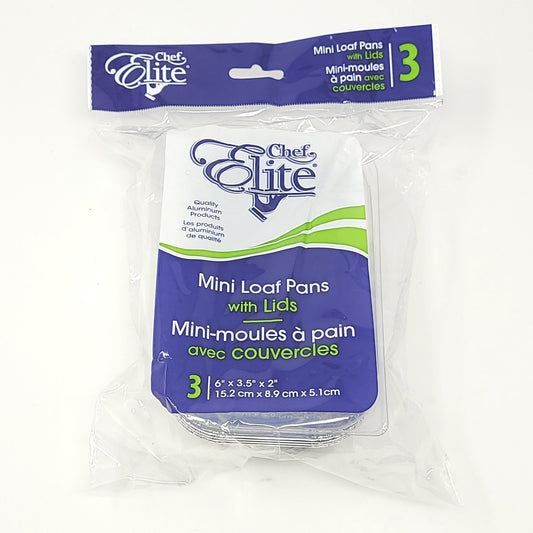 Loaf Pans, Mini, w/Lids (3 units/pack, 6"x 3.5"x 2")