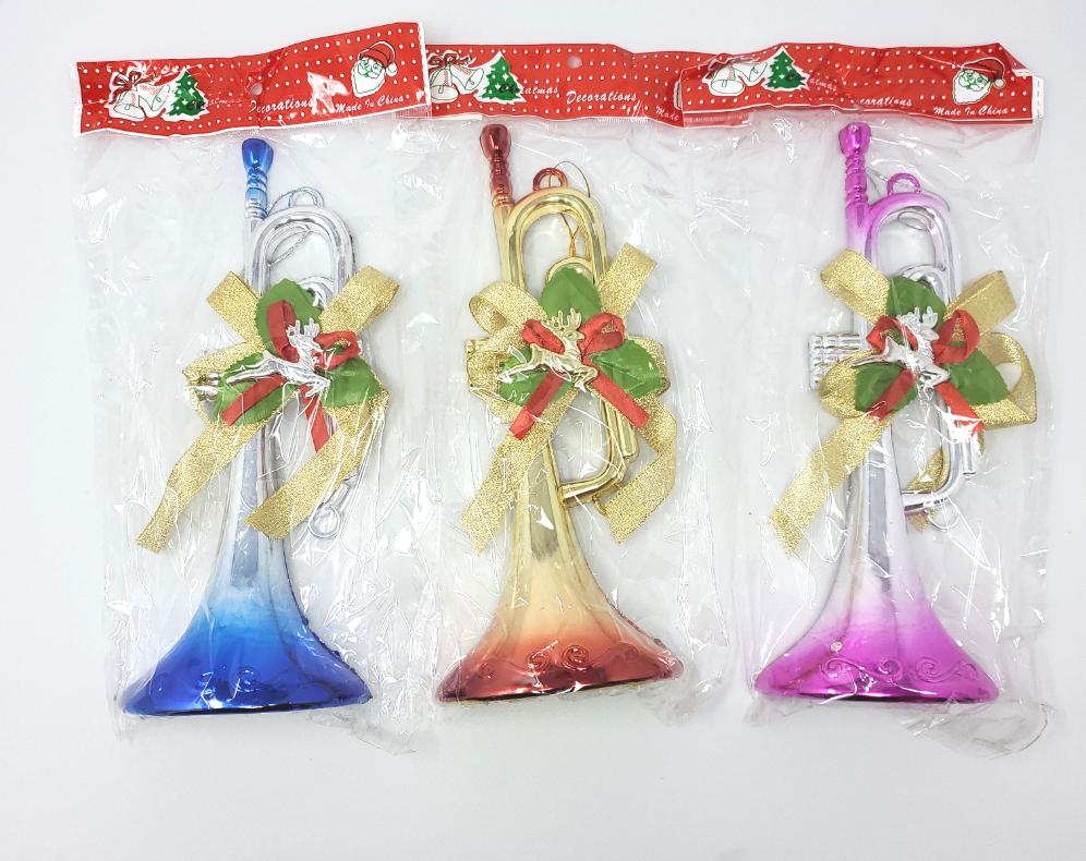 Christmas Ornament (Trumpet, Pink/Blue/Red)