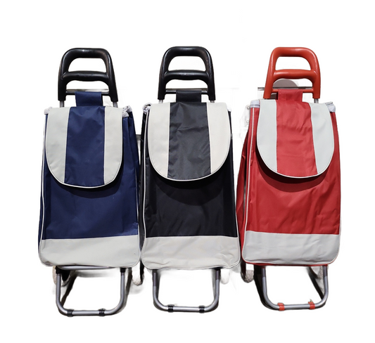 Shopping Bag, with Wheels (Solid, Black/Blue/Red)