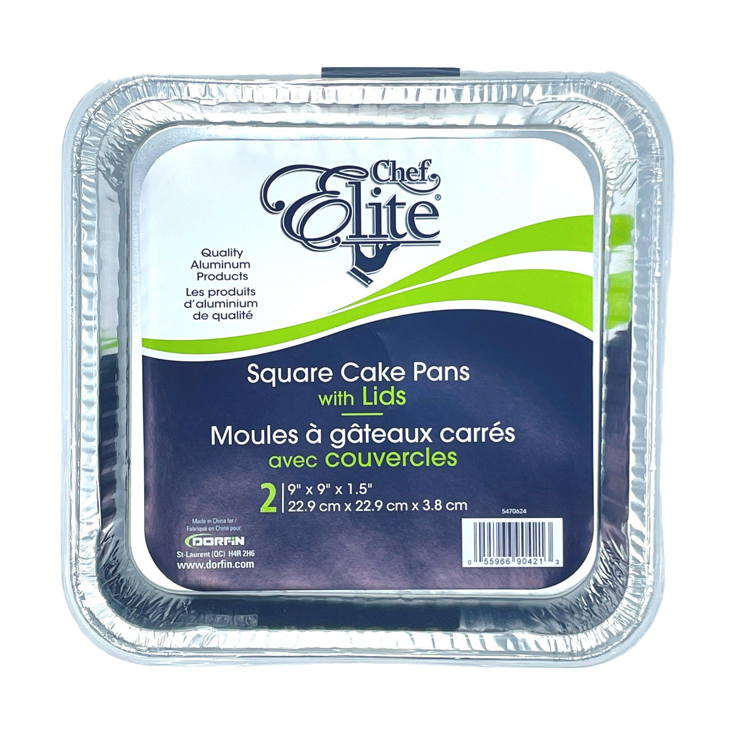 Square Cake, with Lids (2 units/pack, 9" × 9" x 1.5")