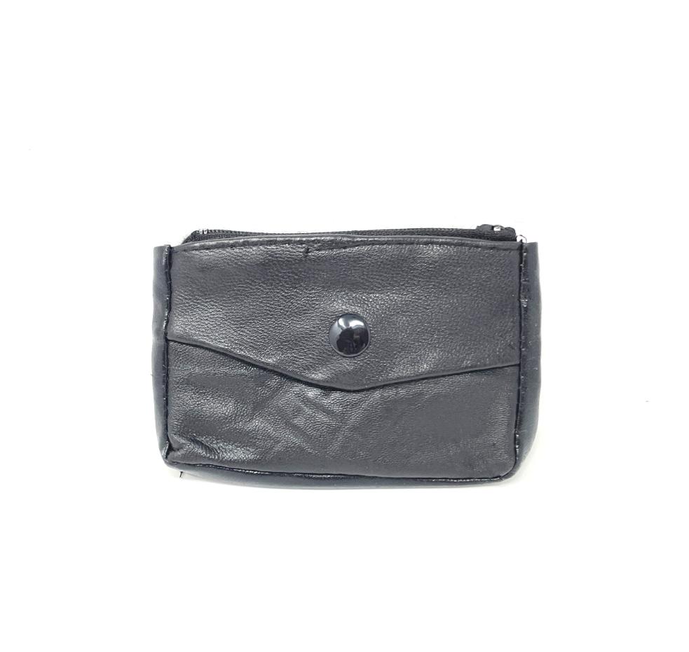 Coin Purse, Leather, Black (Small)
