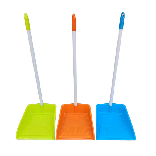 Dust Pan, Long Handle (Green/Orange/Blue)