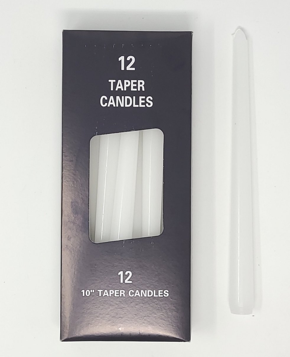 Candle, White, Taper, (12units/pack, 10")