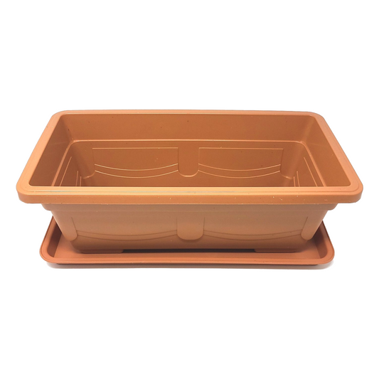 Flower Pot, Square,  w/ Saucer