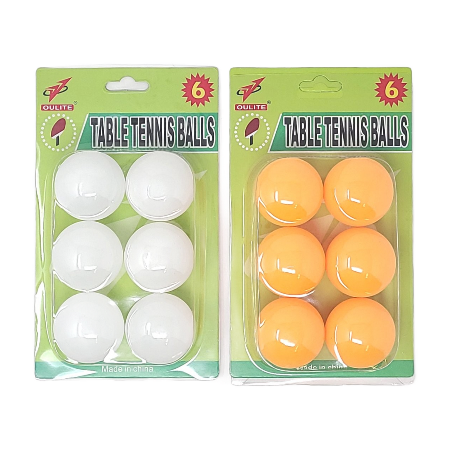 Table Tennis Balls, White/Orange (6 units/pack)