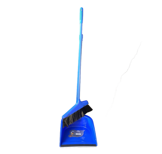 Broom with Dustpan, Long Handle (Blue)