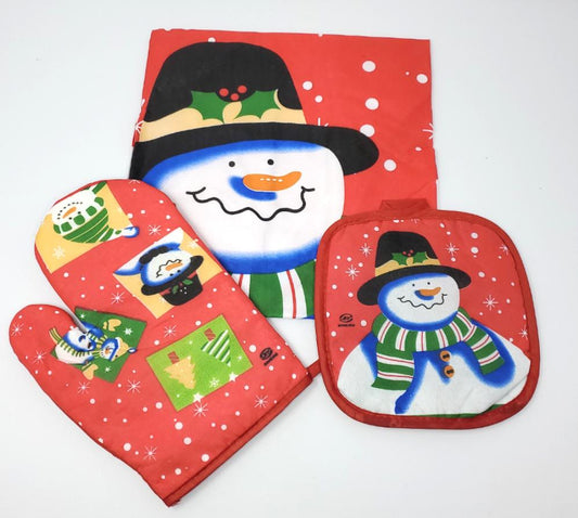 Christmas Apron, Oven Mitt and Pot Holder Set