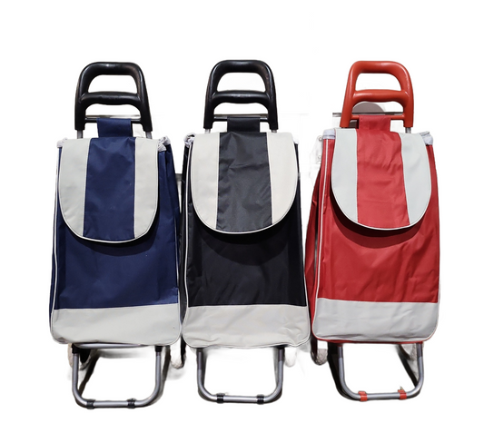 Shopping Bag, with Wheels (Solid, Black/Red)