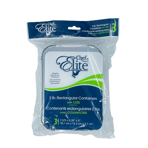 2lb Rectangular Container, with Lid (3 units / pack, 7.375 x 5.25 x 2")