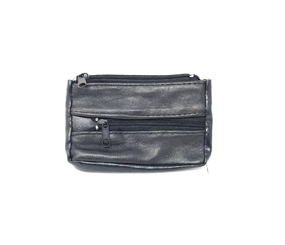 Coin Purse, Leather, Black (Small)