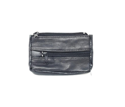 Coin Purse, Leather, Black (Small)