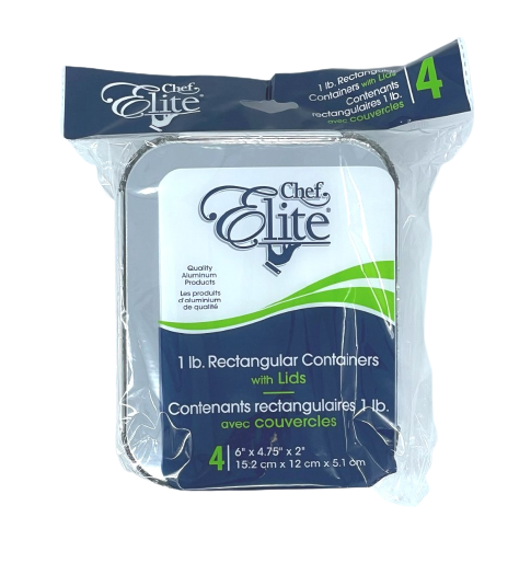 1lb Rectangular Container, with Lids (4 units/pack, 6 x 4.75 x 2")